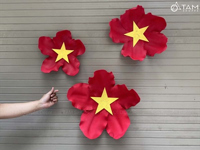 Hoa cờ Việt Nam cao cấp [Nhẹ - 3 Size] 35-40-45cm CANHHOA-12